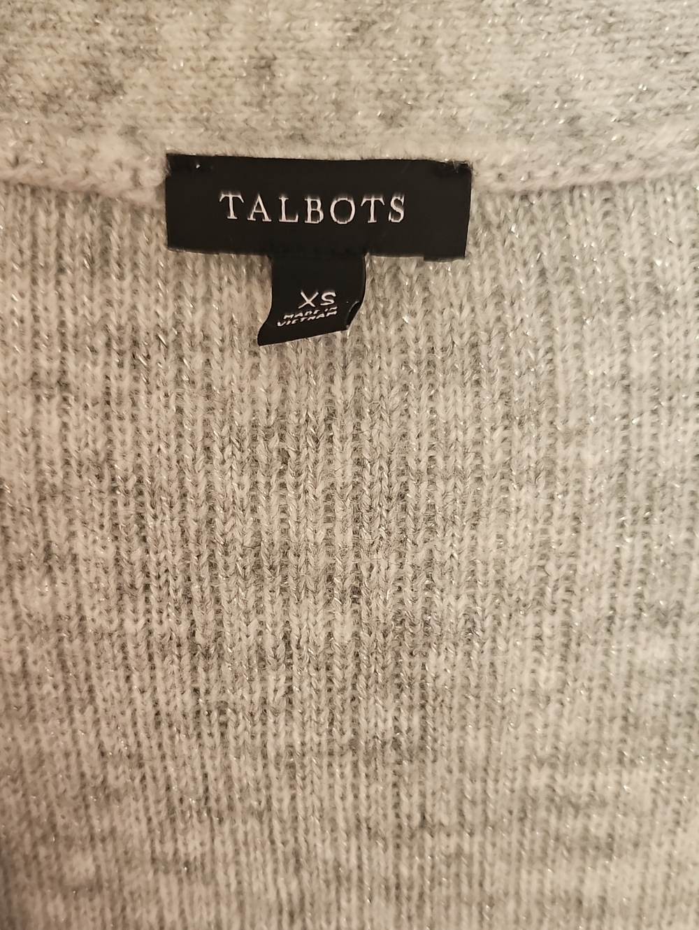 Talbots Gray Ribbed V-Neck Button Cardigan - Picture 3 of 7